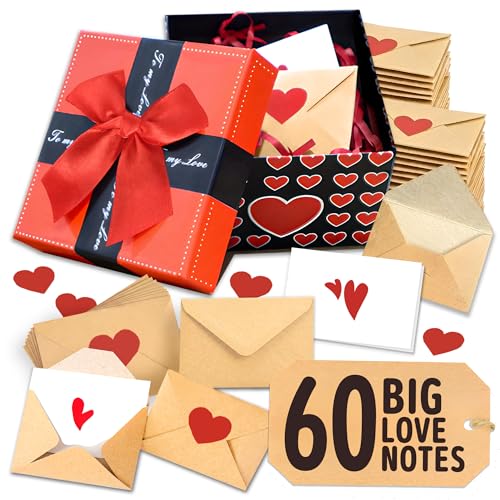 60 Mini Love Notes with Envelopes, Blank Note...