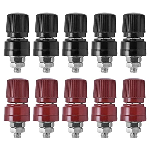 Binding Post, 5 Pairs Binding Post Terminals Amplifier Terminal Connector Grounding Brass Plated M6 Thread Welding Power Terminal for Speaker Amplifier Terminal 0V?380V