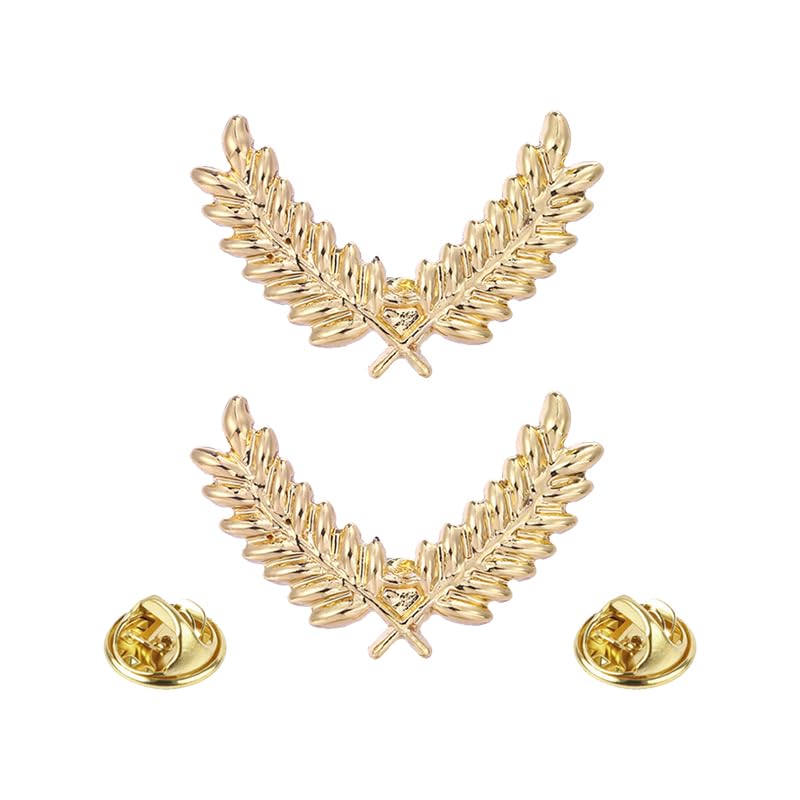 Image of coadipress Gentlemen Gold Silver Leaf Brooches Simple Elegant Retro Double Leaf Collar Pin Brooch Gold Silver Plant Leaves Brooches