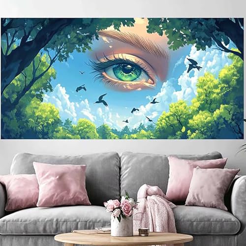 Diamond Painting Œil grand format 70x140cm pour décoration salon moderne