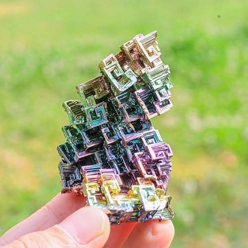 Image of Bismuth Ore Crystal - 150-200g (5.3-7 oz) Iridescent Rainbow Metal Art Specimen - Home Decoration, Education, Healing Stone, Collection