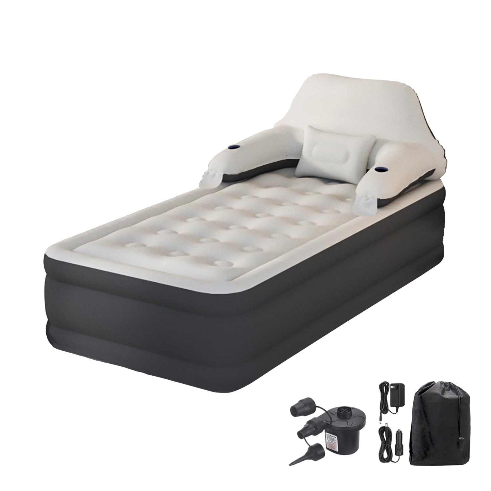 DIMAR GARDEN Twin Size Air Mattress with Headboard and Pump,Blow Up Mattress Inflatable Bed with Pillows
