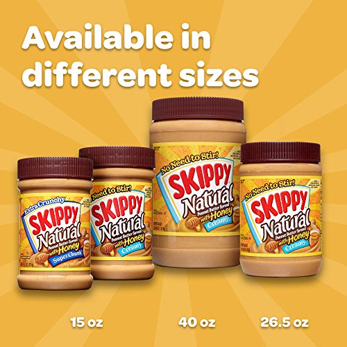 Image of Skippy Creamy Peanut Butter, Natural with Honey, 15-Ounce Jars (Pack of 6)