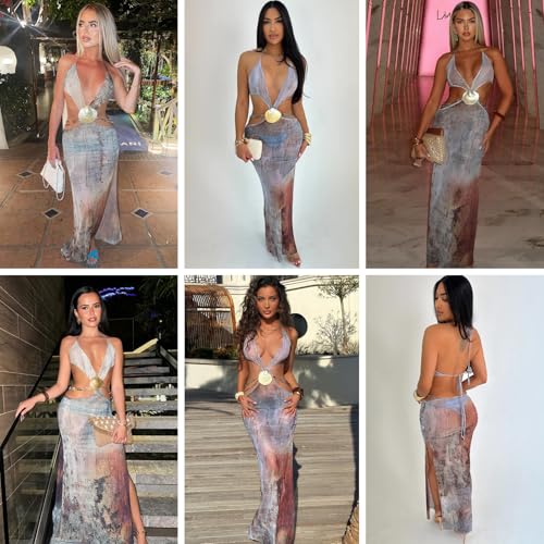 ZGMYC Women's Sexy Open Back Sheer Mesh Maxi Dress High Slit Beach Cover Up Dress Seashell Beaded Party Vacation Dresses4