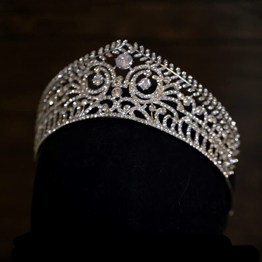 Diamentowa Tiara luksusowe kryształowe geometryczne tiary ślubne sześcienne cyrkonia korona Rhinestone korowód diadem opaska ślubne akcesoria do włosów