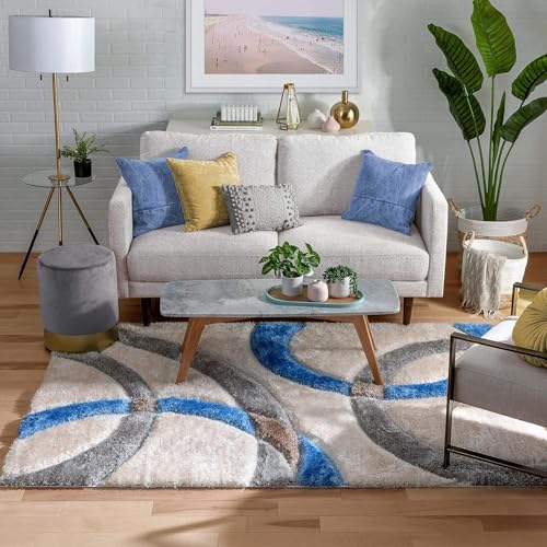 Image of Solid Shaggy Rugs and Carpet for Bedroom Living Room 8x10 Feet M-20