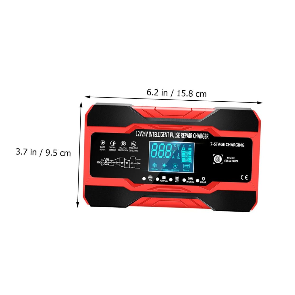 Chargeur de Batterie Intelligent Puissance D'entrée 180w 12v 24v Portable Protection Court-Circuit pour Voiture et Moto Adapté Utilisation en Extérieur