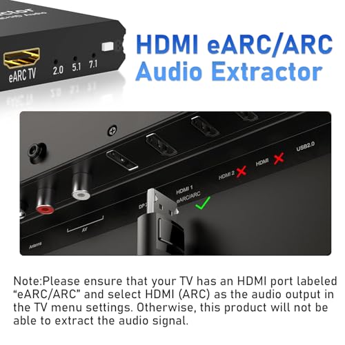 Convertidor digital a analógico HDMI eARC a óptico Toslink y jack de 3.5mm 5