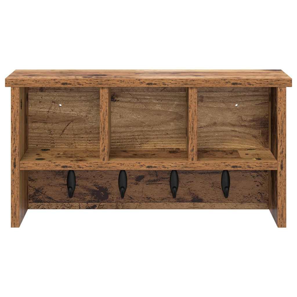 Wandgarderobe mit Regalbrett Altholz 50x16x26 cm Holzwerkstoff Modernes Design für Flur Eingangsbereich und Wohnzimmer