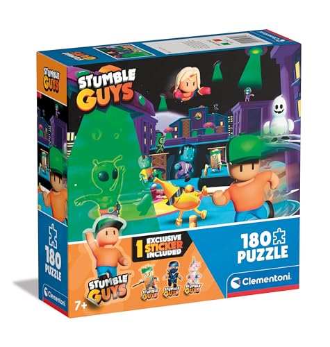 Clementoni Guys-180 Piezas Niños, Puzzle Personajes Videojuego, Gaming, Made In Italy, 29324, Color Stumble Guys 7 años