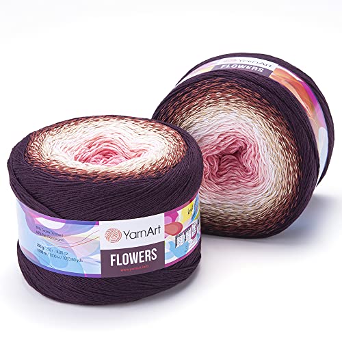 Image of YarnArt Cotton Acrylic Blend - 55% Cotton, 45% Acrylic, 250gr, 1094yds Multicolor Rainbow Crochet Yarn - Fine Sport Yarn - Skein (319)