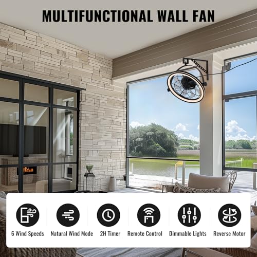 Siljoy 21 Inch Wall Mount Fan Indoor, 6-Speed Wall Fan With Remote And Led Light, Timer, Industrial Wall Mounted Fan For Bedroom thumb #1