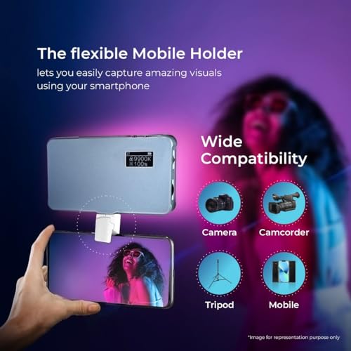 Image of DIGITEK (LED-D12W ML RGB) Portable 12W Multi Color LED Video Light, 21 Lighting Effects, 2000mAh Rechargeable Battery, Adjust Brightness & Color Temp 2500K-9900K, OLED Screen, For Photo & Videography