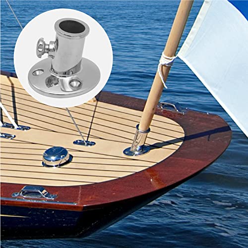 Five Oceans Boat Flag Pole Socket, Flag Pole Holder With Knob, Top Mount, Marine Grade Heavy Duty Stainless Steel, Fits 3/4 Inch Poles, For Pontoon, Fishing Boats, Sailboats - Fo3109 #TOP4