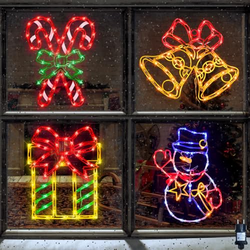 41cm Weihnachtsbeleuchtung Fenster - 4 Stück farbig beleuchtet...