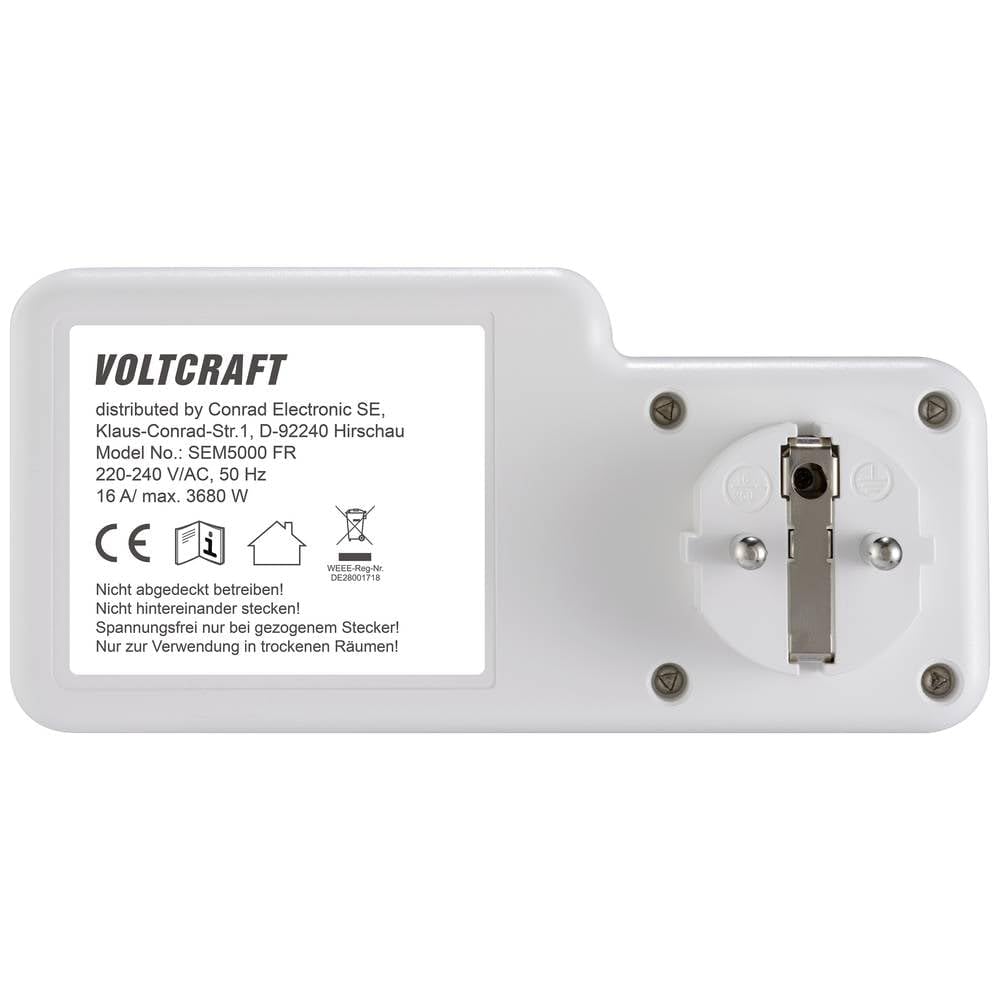 VOLTCRAFT SEM5000 FR - Medidor de costes energéticos, previsión de costes, función de alarma, tarifa eléctrica ajustable, función de registro de datos