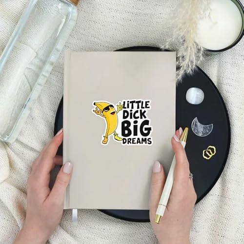 Image of SODAVA 3Pcs Little Dick Big Dreams Sticker, Funny Banana Dick Saying Sarcastic Man Joke Stickers for Laptop Water Bottle Phone Accessory Boat Car Bumper Window Helmet, Stickers