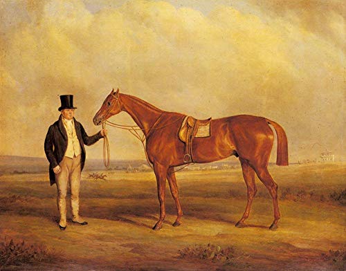 2 peintures à l'huile d'art célèbres John Ferneley Snr Gentleman et jument