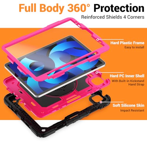Coque iPad Air 5/4 10.9 rose avec protège-écran et porte-crayon
