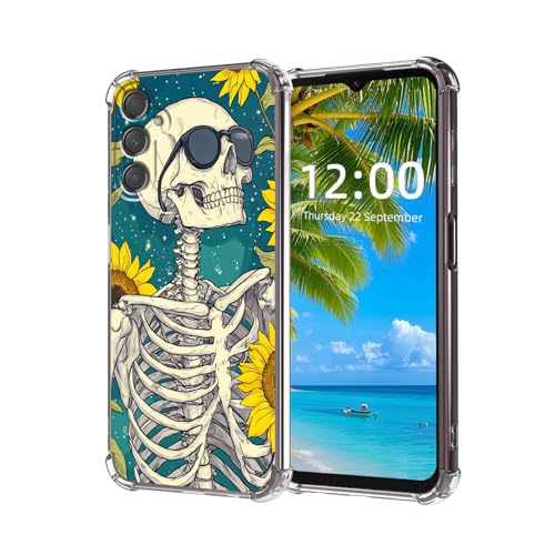 ETLKJVBL for Samsung Galaxy A16 5G Case, Skeleton Sunflowers High-Definition Painted Back Cover with Soft Transparent TPU Bumper, Shockproof Protective for A16 5G Phone Case