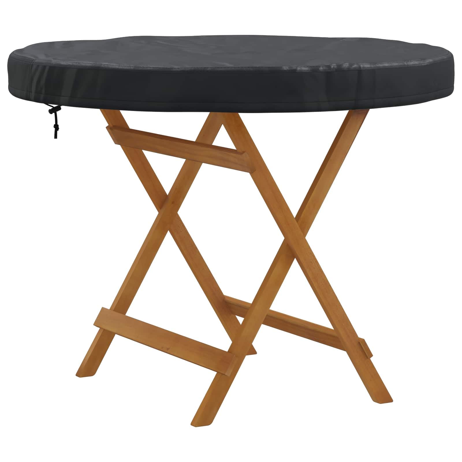 vidaXL Outdoor Table Cover Black 112 x 112 x 10 cm 420D Oxford Fbric, Garden and Terrace, Modern Round Cover, UV-Resistant, Waterproof Materials, Snap Closure, Outdoor Solution, Easy Storage