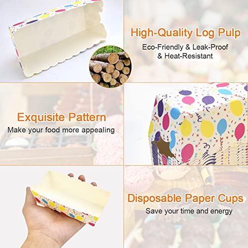 BUZIFU 100 Pcs Mini Loaf Cake Cases Disposable Mini Cake Pans Paper Baking Cases Rectangle Paper Baking Pan Mini Baking Mould with Beautiful Look and Strong Look for Baking Cakes and Bread