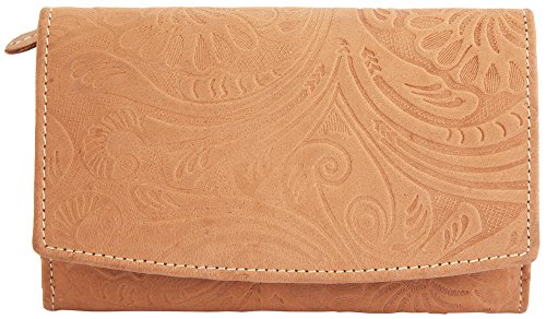 Preisvergleich Produktbild Akzent Damen Echtleder Geldbörse mit Blumenprint (Beige)