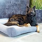 4L Textil Molly Boho Hundebett aus Cord Hundekorb große Hunde Hundekissen flauschig Hundekörbchen Hundesofa (100x80 cm, Grau)
