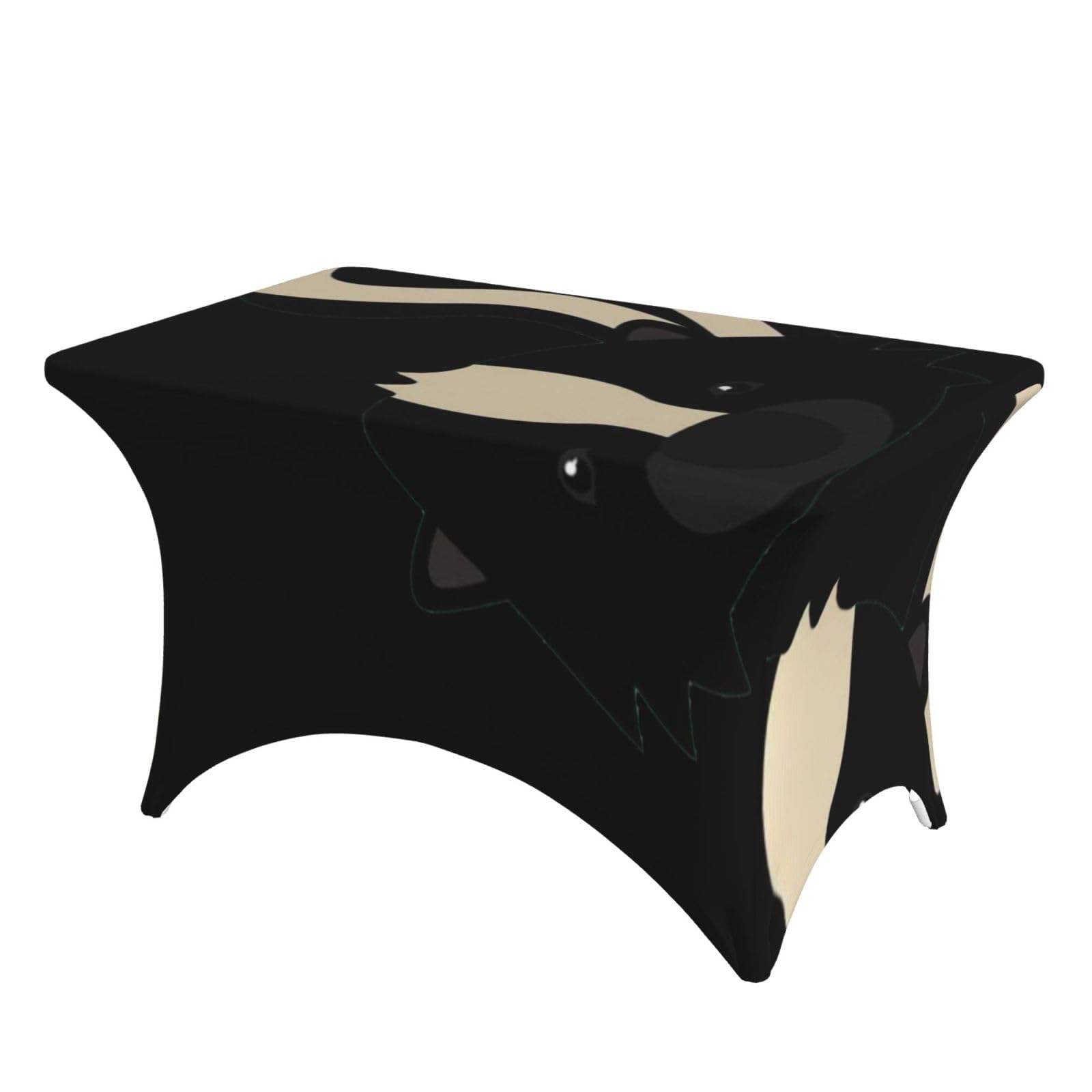 Dcehgew Skunk 4Ft Spandex Rectangular Table Cloth, Printed Fitted Elastic Tablecloths Washable Table Cover For Event, Wedding, Banquet & Party