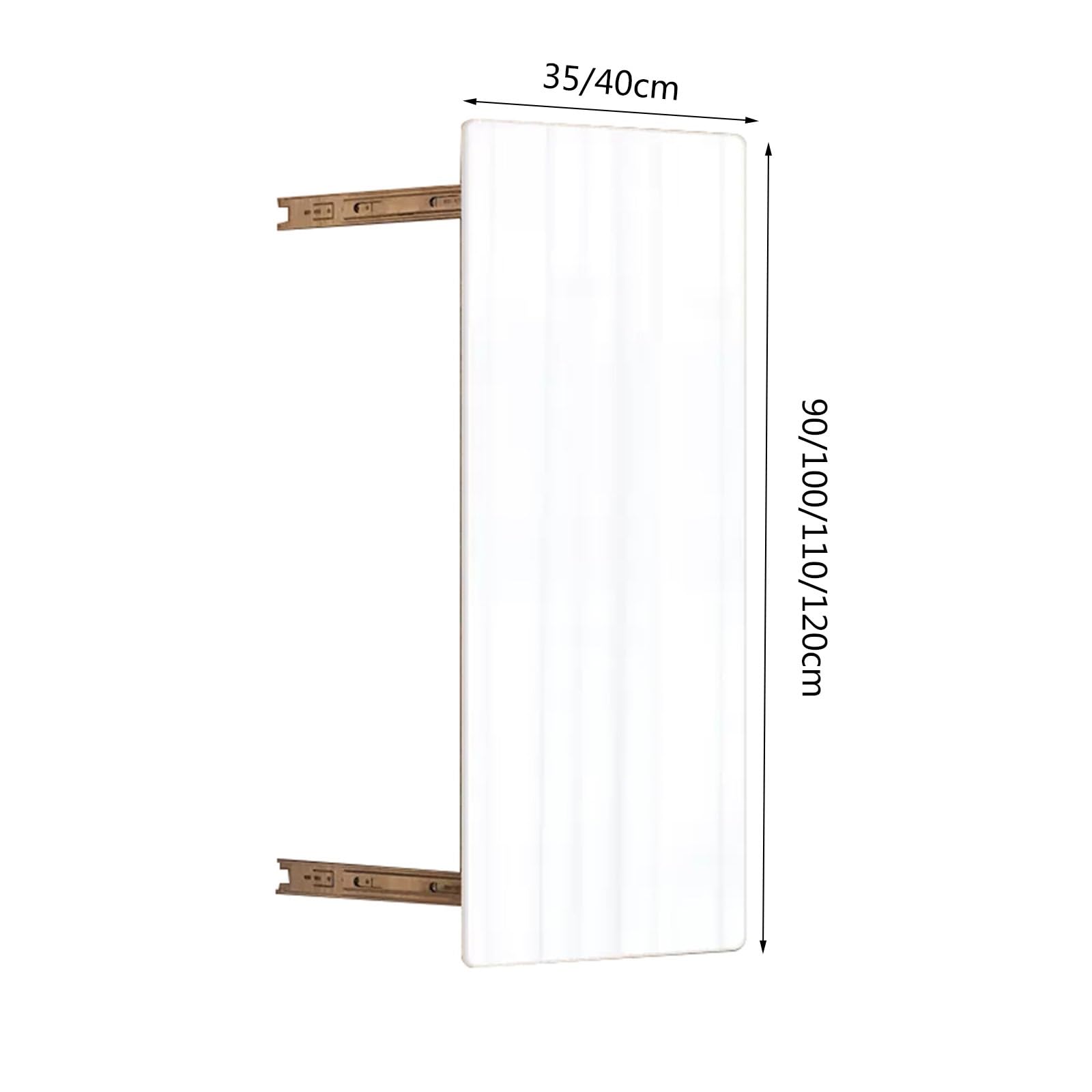Niewidoczne lustro do szafki przesuwnej z obrotowymi teleskopami składane konstrukcja na całej długości zintegrowane lusterko do szafy - 110 x 35 cm