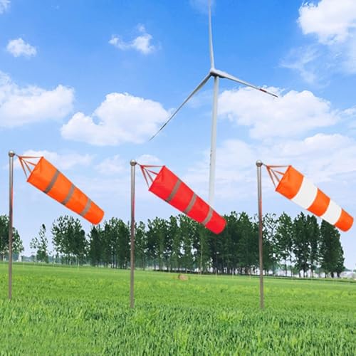 Airport Windsock in Red and White, RipStop Polyester Material for Enhanced Durability and Visibility (60cm)