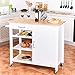 Giantex Kitchen Trolley Cart w/Wheels Rolling Storage Cabinet Wooden Table Multi-Function Island Cart Kitchen Truck (White)