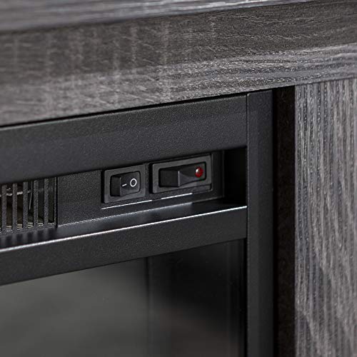 Modern Transitional Wood 70" Fireplace TV Stand for 80" TVs with 2 Shelves - Charcoal - Thumbnail 3