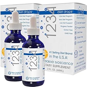 1234 Diet Drops for Women & Men – Diet Drops for Weight Management – Original Amino Complex, 2 Fl Oz (2 Diet Kits)