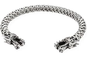 Heavy Dragon Bangle 925 Sterling Silver Mens Silver Cuff