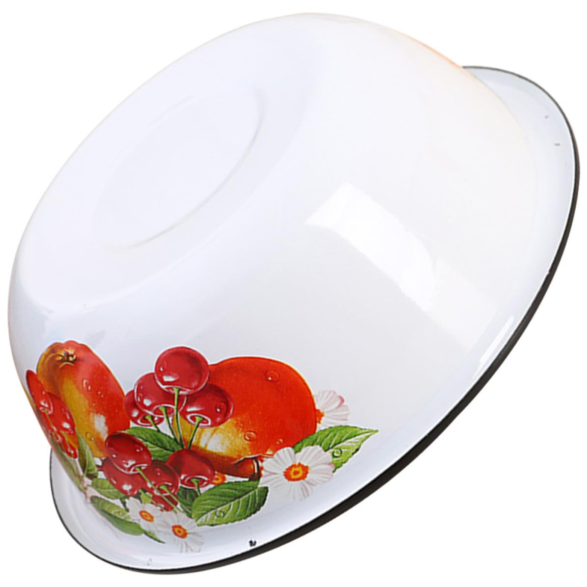 Cuenco esmaltado vintage para cocina diseño retro de fresa fácil de limpiar