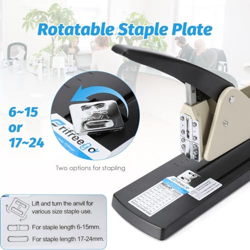 Agrafeuse à longue portée robuste – Capacité de 210 feuilles, profondeur d'agrafage réglable de 25 cm, idéale pour les brochures et documents de bureau, guide papier fixe