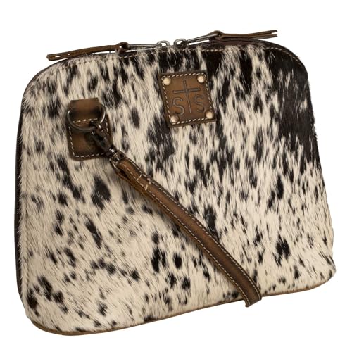 STS Ranchwear Womens Weezy Distressed Brown Cowhide Crossbody Bag