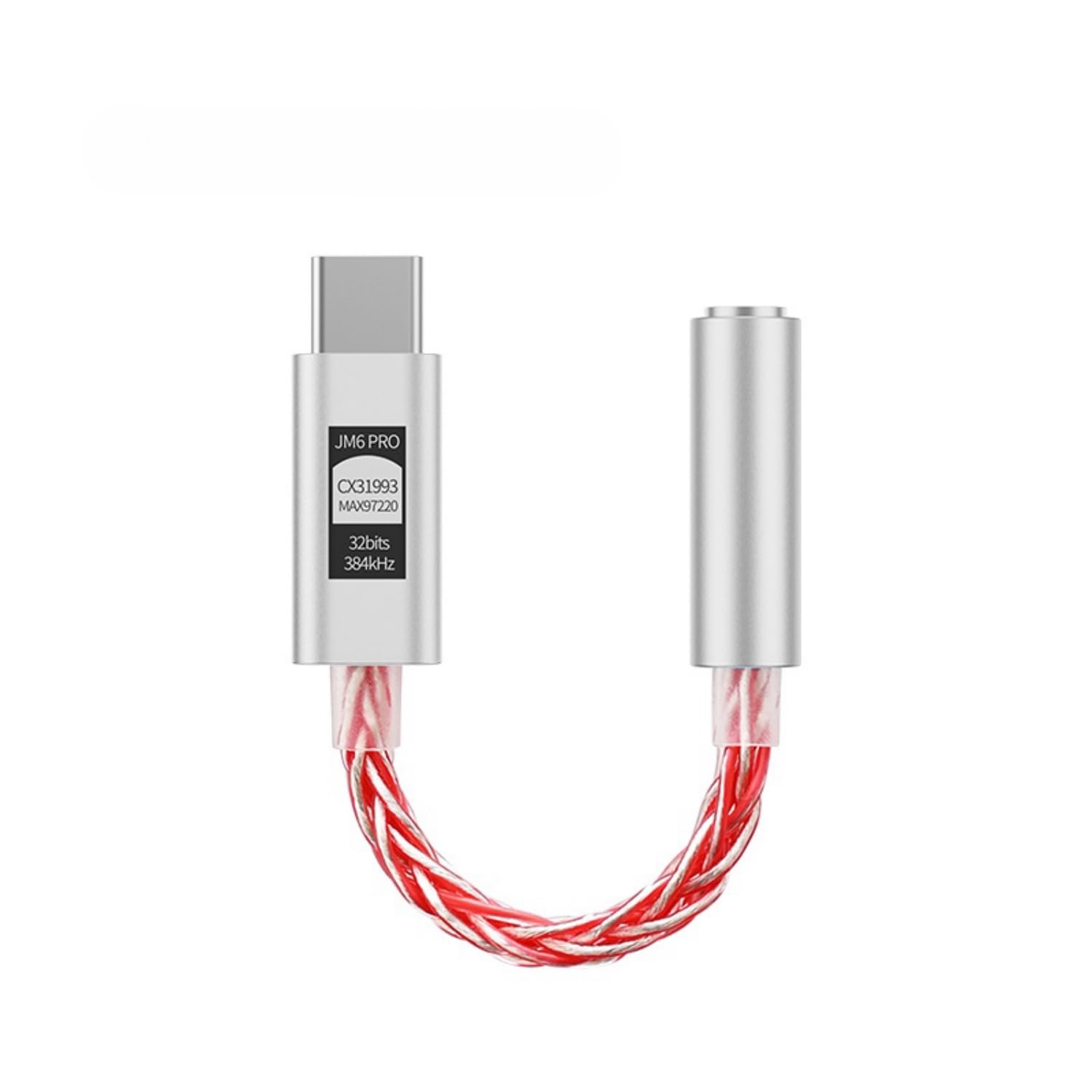 JCALLY JM6 Pro USB-C to 3.5 mm Dual DAC CX31993 MAX97220 HiFi Audio Adapter (Rosso)
