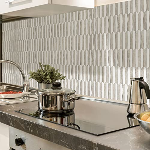 Vamos Tile Vamos Peel And Stick Backsplash Seamless Tile For Kitchen And Bathroom,White And Beige Slate Pvc Mixed Light Gold Self Adhesive Fish Scale Metal Mosaic Tiles thumb #6