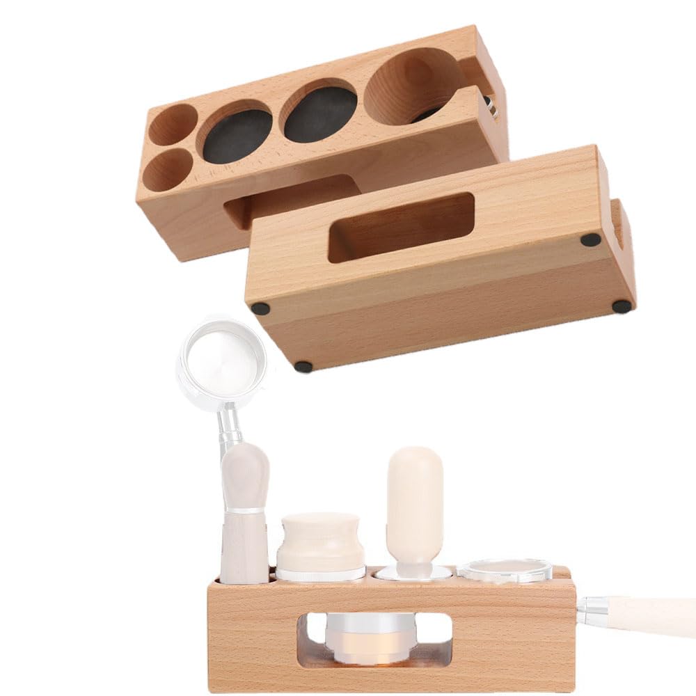 Station De Tassage En Bois Pour Café Espresso – Support Porte-Filtre 51/54 Mm Avec 5 Emplacements, En Hêtre