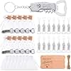 Vesici 24 Set Wedding Favors for Guests Bottle Openers Keychains Bulk Wine Beer Bottle Opener Keychain Thank You Cards with Organza Gift Bags for Bar Party Wedding Graduation Souvenirs(Silver)