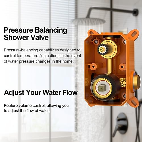 Gabrylly Shower System, Wall Mounted Shower Faucet Set For Bathroom With High Pressure 10" Stainless Steel Rain Shower Head And 5-Mode Handheld Shower Set, 2 Way Shower Valve Kit, Matte Black #TOP4