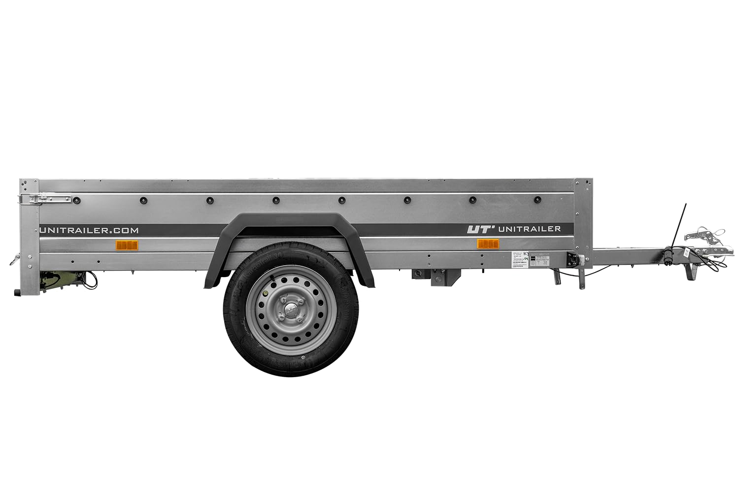 UNITRAILER Auto Anhänger Garden Trailer 230 Kipp – PKW Anhänger 750KG, 230cm x 125cm Transportfläche, Robuste Struktur Aus Verzinktem Stahl, Klappbarer Deichsel