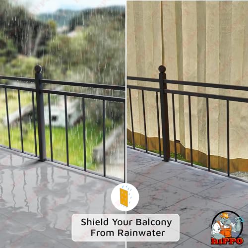 Image of HIPPO Heavy Duty Waterproof Outdoor Curtain 260 GSM - HDPE Coated Light Filtering Curtain for Lawn, Garden, Patio, Balcony & Hotel Outdoor Areas (4 Feet X 9 Feet, 2IN1 Ivory-Glow, 2 PC)