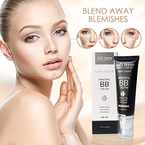 Bellaterra Cosmetics BB Cream Tinted Moisturizer Mineral Foundation, All Shades 1.69oz - Fair 101
