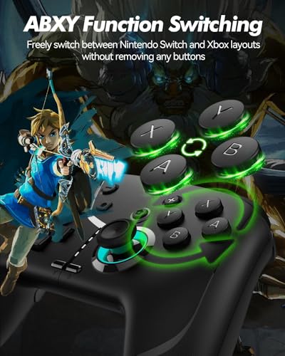 Gamepad inalámbrico para Switch con luces RGB y botones programables para PC y Steam 7