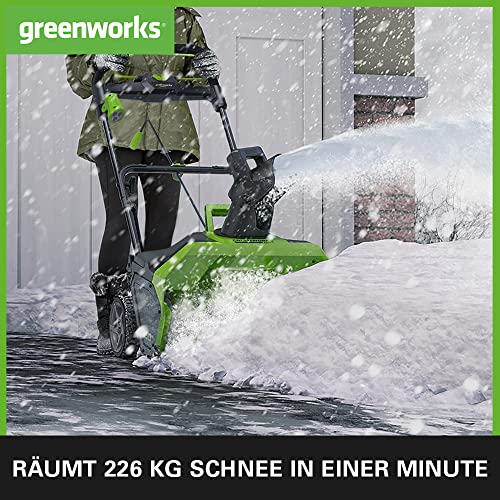 Greenworks GD40ST Einstufige Akku Schneefräse mit bürstenlosem Motor, 51 cm Räumweg, 30 cm Räumtiefe, 1900 U/min, 180° drehbarer Auswurfkanal OHNE 40V Akku & Ladegerät, 3 Jahre Garantie