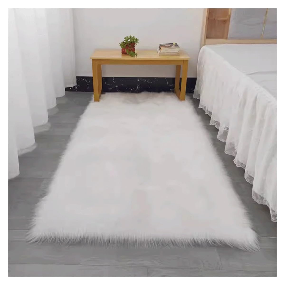 Tapis en fausse fourrure blanche de qualité supérieure style moderne