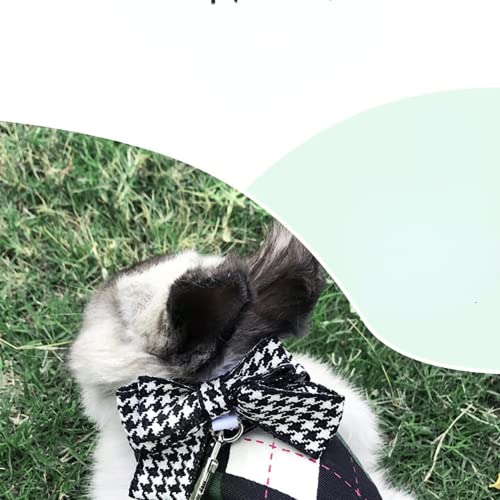 Image of Rabbit Harness and Leash for Walking Escape Proof - Cute Preppy Style Mesh Breathable Bunny Vest Harness Outdoor Training - Also Suit for Ferret Kittn Puppy Small Animals (Forest Green bow,Small)